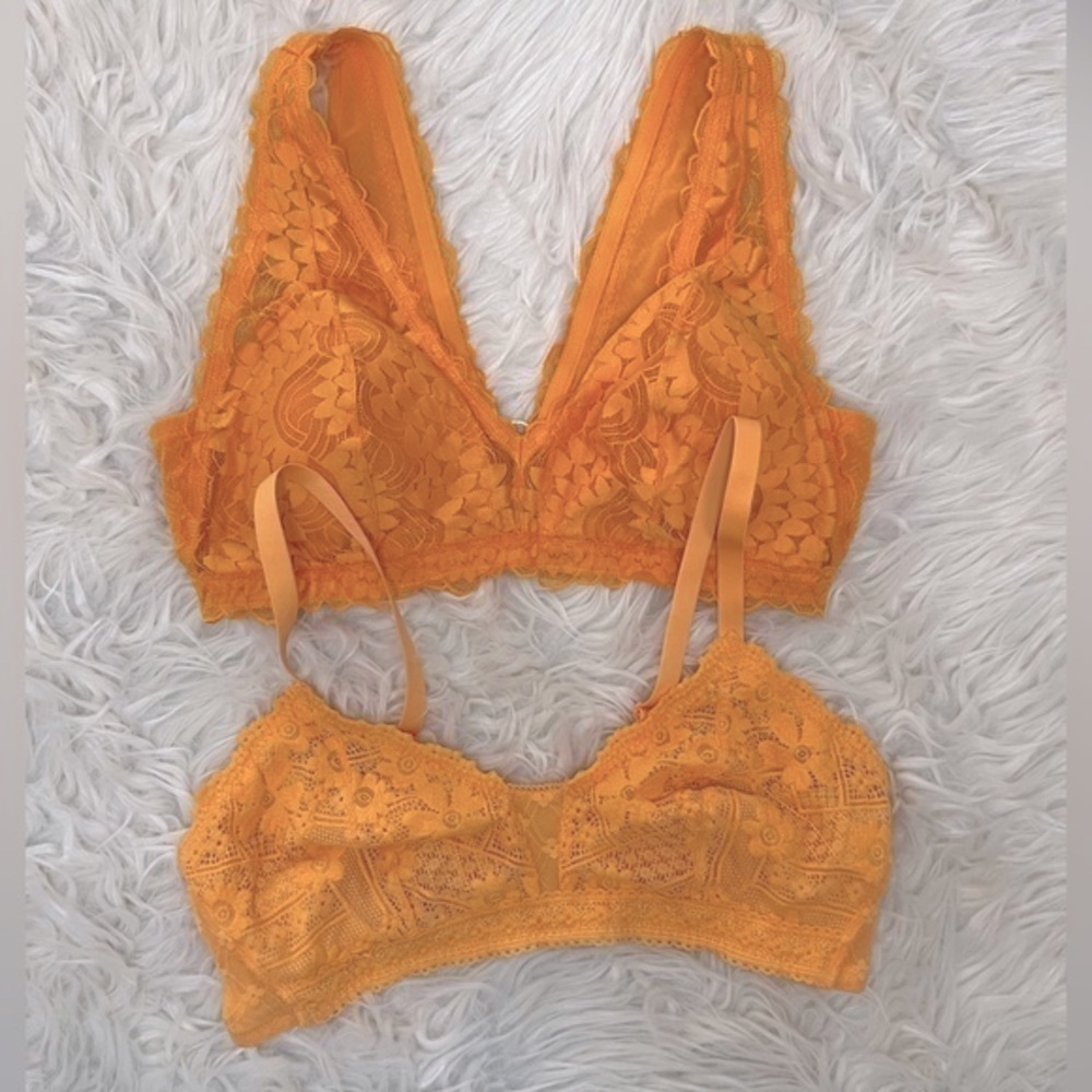 Aerie set of 2 Lacey Bralettes in OrangeSize XL‎
